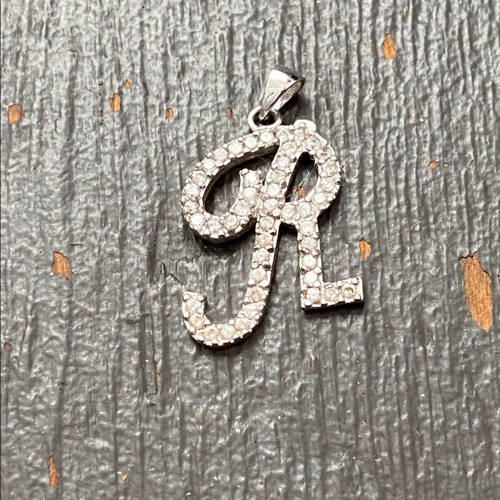 Sterling Silver 925 CZ  R initial pendant